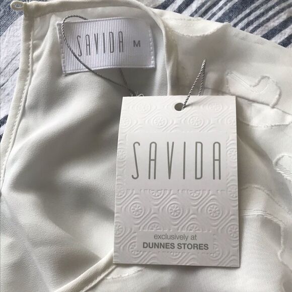 Savida UK Grace Long Sleeve Key hole textured semi -sheer Blouse Off White M - Picture 7 of 9